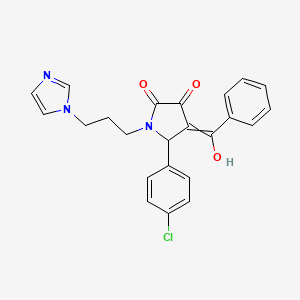 molecular formula C23H20ClN3O3 B10813059 4-Benzoyl-5-(4-chlorophenyl)-3-hydroxy-1-[3-(imidazol-1-YL)propyl]-5H-pyrrol-2-one 