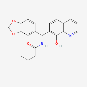 molecular formula C22H22N2O4 B10813154 N-[1,3-benzodioxol-5-yl-(8-hydroxy-7-quinolyl)methyl]-3-methyl-butanamide 