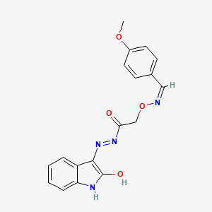 molecular formula C18H16N4O4 B10813160 N-[(2-hydroxy-1H-indol-3-yl)imino]-2-[(Z)-(4-methoxyphenyl)methylideneamino]oxyacetamide 