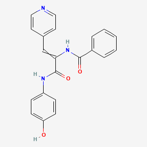 molecular formula C21H17N3O3 B10813202 N-[3-(4-hydroxyanilino)-3-oxo-1-pyridin-4-ylprop-1-en-2-yl]benzamide 