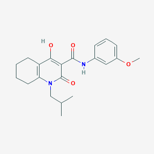 molecular formula C21H26N2O4 B10813417 4-hydroxy-N-(3-methoxyphenyl)-1-(2-methylpropyl)-2-oxo-1,2,5,6,7,8-hexahydroquinoline-3-carboxamide 