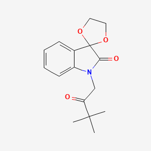 molecular formula C16H19NO4 B10813445 1'-(3,3-Dimethyl-2-oxobutyl)spiro[1,3-dioxolane-2,3'-indole]-2'-one 