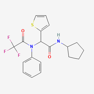 molecular formula C19H19F3N2O2S B10813481 N-(2-(Cyclopentylamino)-2-oxo-1-(thiophen-2-yl)ethyl)-2,2,2-trifluoro-N-phenylacetamide 