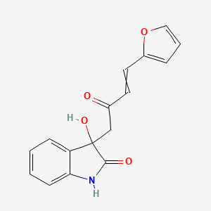 molecular formula C16H13NO4 B10813534 3-[4-(furan-2-yl)-2-oxobut-3-en-1-yl]-3-hydroxy-1H-indol-2-one 