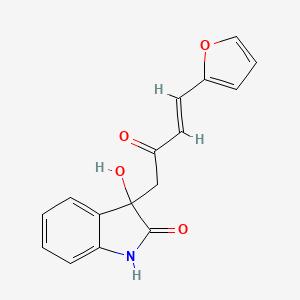 molecular formula C16H13NO4 B10813632 (E)-3-(4-(Furan-2-yl)-2-oxobut-3-en-1-yl)-3-hydroxyindolin-2-one 