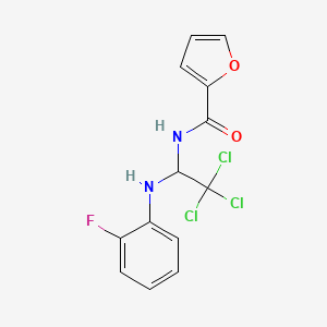molecular formula C13H10Cl3FN2O2 B10813731 N-{2,2,2-trichloro-1-[(2-fluorophenyl)amino]ethyl}furan-2-carboxamide 