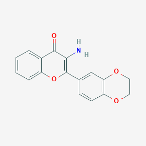 molecular formula C17H13NO4 B10814076 3-Amino-2-(2,3-dihydro-1,4-benzodioxin-6-yl)chromen-4-one 