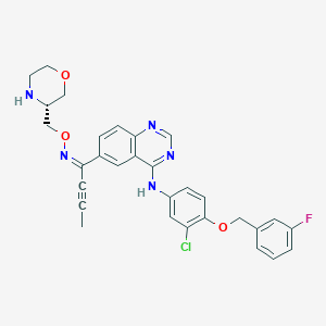 molecular formula C30H27ClFN5O3 B10814271 N-[3-chloro-4-[(3-fluorophenyl)methoxy]phenyl]-6-[(E)-N-[[(3R)-morpholin-3-yl]methoxy]-C-prop-1-ynylcarbonimidoyl]quinazolin-4-amine 