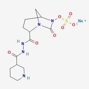 molecular formula C13H20N5NaO7S B10814340 sodium;[7-oxo-2-[(piperidine-3-carbonylamino)carbamoyl]-1,6-diazabicyclo[3.2.1]octan-6-yl] sulfate 