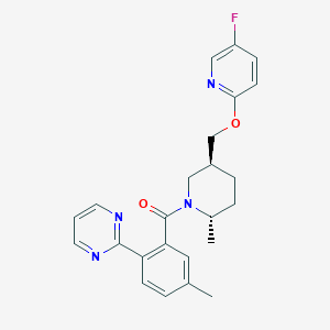 molecular formula C24H25FN4O2 B10814493 [(2S,5S)-5-[(5-fluoropyridin-2-yl)oxymethyl]-2-methylpiperidin-1-yl]-(5-methyl-2-pyrimidin-2-ylphenyl)methanone 