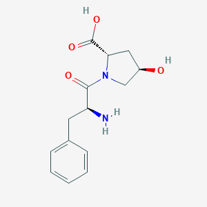 molecular formula C₁₄H₁₈N₂O₄ B108148 trans-4-Hydroxy-1-L-phenylalanyl-L-proline CAS No. 90965-82-5