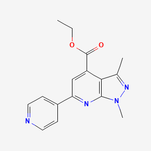 molecular formula C16H16N4O2 B10814964 Ethyl 1,3-dimethyl-6-pyridin-4-ylpyrazolo[3,4-b]pyridine-4-carboxylate 