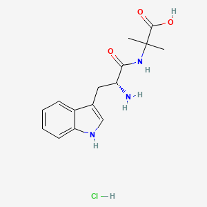 molecular formula C15H20ClN3O3 B10815038 2-[(2R)-2-amino-3-(1H-indol-3-yl)propanamido]-2-methylpropanoic acid hydrochloride 