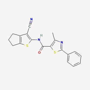 molecular formula C19H15N3OS2 B10815101 N-(3-cyano-5,6-dihydro-4H-cyclopenta[b]thiophen-2-yl)-4-methyl-2-phenylthiazole-5-carboxamide 