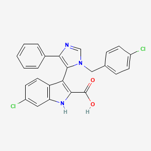 molecular formula C25H17Cl2N3O2 B10815203 6-Chloro-3-(1-(4-chlorobenzyl)-4-phenyl-1H-imidazol-5-yl)-1H-indole-2-carboxylic acid 