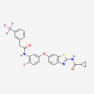 molecular formula C26H19F4N3O3S B10815241 N-[6-(4-fluoro-3-{2-[3-(trifluoromethyl)phenyl]acetamido}phenoxy)-1,3-benzothiazol-2-yl]cyclopropanecarboxamide 