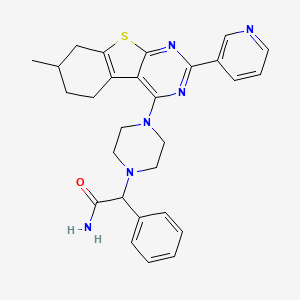 molecular formula C28H30N6OS B10815252 2-[4-(7-Methyl-2-pyridin-3-yl-5,6,7,8-tetrahydro-[1]benzothiolo[2,3-d]pyrimidin-4-yl)piperazin-1-yl]-2-phenylacetamide 