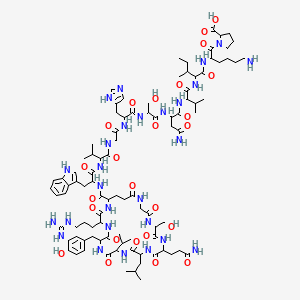molecular formula C94H143N27O25 B10815336 N(1)Gly-DL-Ser-DL-Gln-DL-Leu-DL-Val-DL-Tyr-DL-Arg-DL-Glu(1)-DL-Trp-DL-Val-Gly-DL-His-DL-Ser-DL-Asn-DL-Val-DL-xiIle-DL-Lys-DL-Pro-OH 