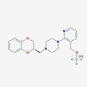 molecular formula C20H25N3O3 B10815406 Piperazine, 1-(((2S)-2,3-dihydro-1,4-benzodioxin-2-yl)methyl)-4-(3-(methoxy-11C-methyl)-2-pyridinyl)- CAS No. 1227170-74-2