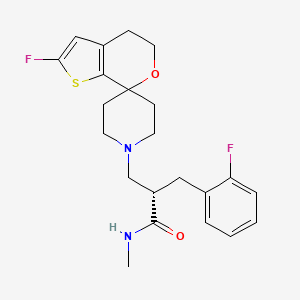 molecular formula C22H26F2N2O2S B10815428 Spiro(piperidine-4,7'-(7H)thieno(2,3-C)pyran)-1-propanamide, 2'-fluoro-alpha-((2-fluorophenyl)methyl)-4',5'-dihydro-N-methyl-, (alphaS)- CAS No. 1283095-70-4