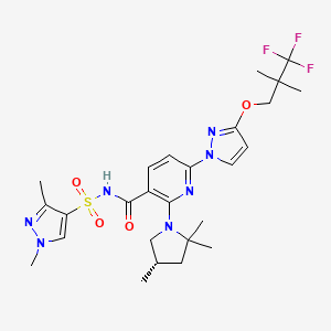 molecular formula C26H34F3N7O4S B10815507 Elexacaftor CAS No. 2138326-26-6