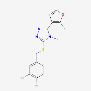 molecular formula C15H13Cl2N3OS B10815842 3-((3,4-Dichlorobenzyl)thio)-4-methyl-5-(2-methylfuran-3-yl)-4H-1,2,4-triazole 