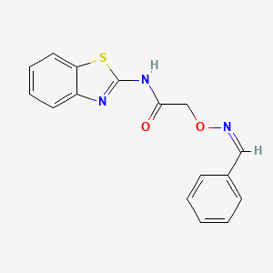 molecular formula C16H13N3O2S B10815887 N-(1,3-benzothiazol-2-yl)-2-[(Z)-benzylideneamino]oxyacetamide 