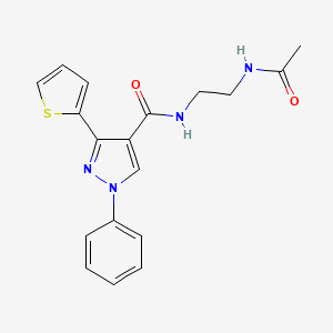 molecular formula C18H18N4O2S B10815964 N-(2-Acetamidoethyl)-1-phenyl-3-(thiophen-2-yl)-1H-pyrazole-4-carboxamide 
