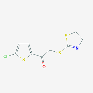 molecular formula C9H8ClNOS3 B10816043 1-(5-Chlorothiophen-2-yl)-2-((4,5-dihydrothiazol-2-yl)thio)ethan-1-one 