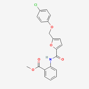 molecular formula C20H16ClNO5 B10816138 Methyl 2-(5-((4-chlorophenoxy)methyl)furan-2-carboxamido)benzoate 