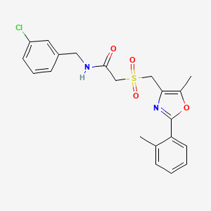 molecular formula C21H21ClN2O4S B10816238 N-(3-Chlorobenzyl)-2-(((5-methyl-2-(o-tolyl)oxazol-4-yl)methyl)sulfonyl)acetamide 