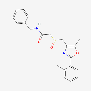 molecular formula C21H22N2O3S B10816243 N-benzyl-2-[[5-methyl-2-(2-methylphenyl)-1,3-oxazol-4-yl]methylsulfinyl]acetamide 