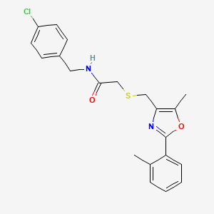 molecular formula C21H21ClN2O2S B10816248 N-[(4-Chlorophenyl)methyl]-2-({[5-methyl-2-(2-methylphenyl)-1,3-oxazol-4-YL]methyl}sulfanyl)acetamide 