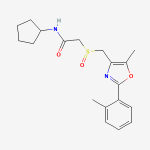 molecular formula C19H24N2O3S B10816269 N-Cyclopentyl-2-(((5-methyl-2-(o-tolyl)oxazol-4-yl)methyl)sulfinyl)acetamide 