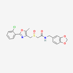 molecular formula C21H19ClN2O5S B10816291 N-(Benzo[d][1,3]dioxol-5-ylmethyl)-2-(((2-(2-chlorophenyl)-5-methyloxazol-4-yl)methyl)sulfinyl)acetamide 