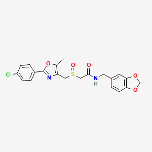 molecular formula C21H19ClN2O5S B10816303 N-(1,3-benzodioxol-5-ylmethyl)-2-({[2-(4-chlorophenyl)-5-methyl-1,3-oxazol-4-yl]methyl}sulfinyl)acetamide 