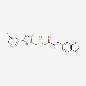 molecular formula C22H22N2O5S B10816317 N-(1,3-benzodioxol-5-ylmethyl)-2-({[5-methyl-2-(3-methylphenyl)-1,3-oxazol-4-yl]methyl}sulfinyl)acetamide 