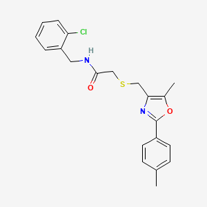 molecular formula C21H21ClN2O2S B10816342 N-[(2-Chlorophenyl)methyl]-2-({[5-methyl-2-(4-methylphenyl)-1,3-oxazol-4-YL]methyl}sulfanyl)acetamide 