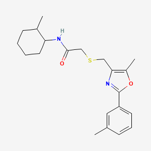 molecular formula C21H28N2O2S B10816345 N-(2-methylcyclohexyl)-2-({[5-methyl-2-(3-methylphenyl)-1,3-oxazol-4-yl]methyl}thio)acetamide 