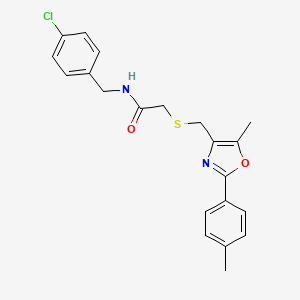 molecular formula C21H21ClN2O2S B10816354 N-[(4-Chlorophenyl)methyl]-2-({[5-methyl-2-(4-methylphenyl)-1,3-oxazol-4-YL]methyl}sulfanyl)acetamide 