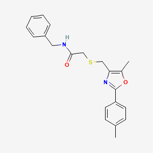 molecular formula C21H22N2O2S B10816356 N-Benzyl-2-({[5-methyl-2-(4-methylphenyl)-1,3-oxazol-4-YL]methyl}sulfanyl)acetamide 