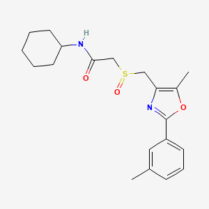 molecular formula C20H26N2O3S B10816357 N-Cyclohexyl-2-{[5-methyl-2-(3-methylphenyl)-1,3-oxazol-4-YL]methanesulfinyl}acetamide 