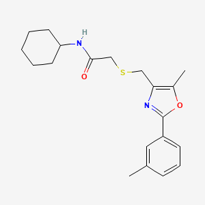 molecular formula C20H26N2O2S B10816359 N-Cyclohexyl-2-(((5-methyl-2-(m-tolyl)oxazol-4-yl)methyl)thio)acetamide 