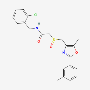 molecular formula C21H21ClN2O3S B10816366 N-[(2-Chlorophenyl)methyl]-2-{[5-methyl-2-(3-methylphenyl)-1,3-oxazol-4-YL]methanesulfinyl}acetamide 
