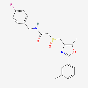 molecular formula C21H21FN2O3S B10816382 N-[(4-Fluorophenyl)methyl]-2-{[5-methyl-2-(3-methylphenyl)-1,3-oxazol-4-YL]methanesulfinyl}acetamide 