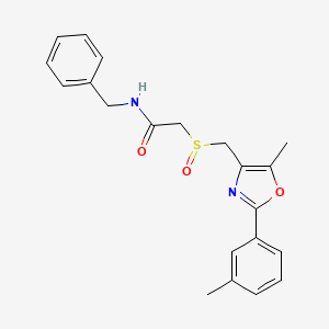 molecular formula C21H22N2O3S B10816388 N-Benzyl-2-{[5-methyl-2-(3-methylphenyl)-1,3-oxazol-4-YL]methanesulfinyl}acetamide 