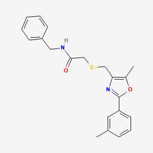 molecular formula C21H22N2O2S B10816398 N-Benzyl-2-({[5-methyl-2-(3-methylphenyl)-1,3-oxazol-4-YL]methyl}sulfanyl)acetamide 