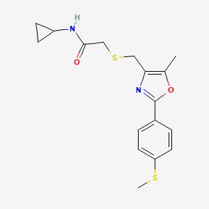 molecular formula C17H20N2O2S2 B10816431 N-Cyclopropyl-2-(((5-methyl-2-(4-(methylthio)phenyl)oxazol-4-yl)methyl)thio)acetamide 