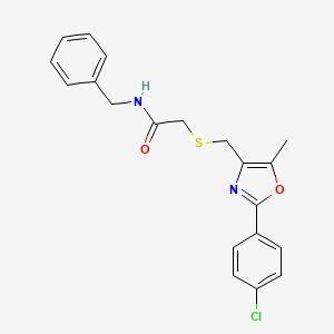 molecular formula C20H19ClN2O2S B10816445 N-Benzyl-2-(((2-(4-chlorophenyl)-5-methyloxazol-4-yl)methyl)thio)acetamide 