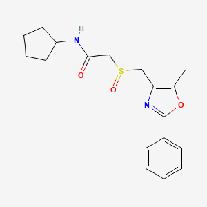 molecular formula C18H22N2O3S B10816460 N-Cyclopentyl-2-(((5-methyl-2-phenyloxazol-4-yl)methyl)sulfinyl)acetamide 